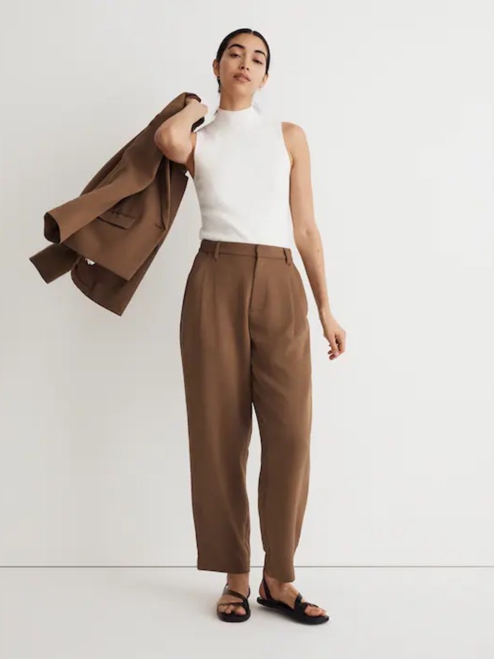 Madewell Light Roast Pleated Tapered Leg Crepe Pants Size 6